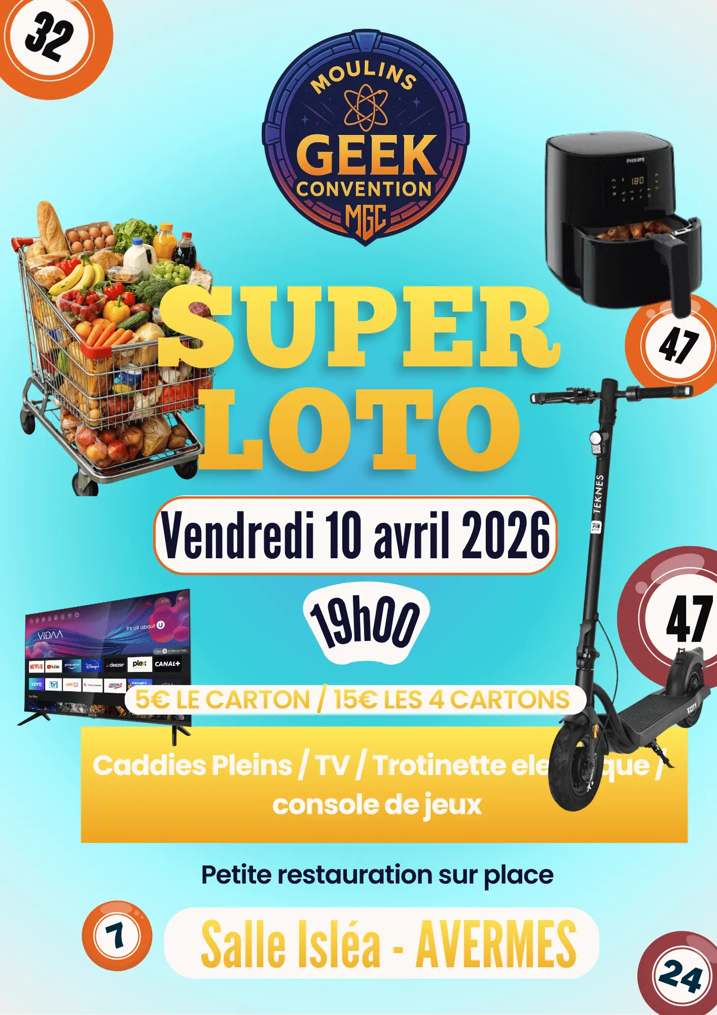 Affiche du super loto avant l'événement
